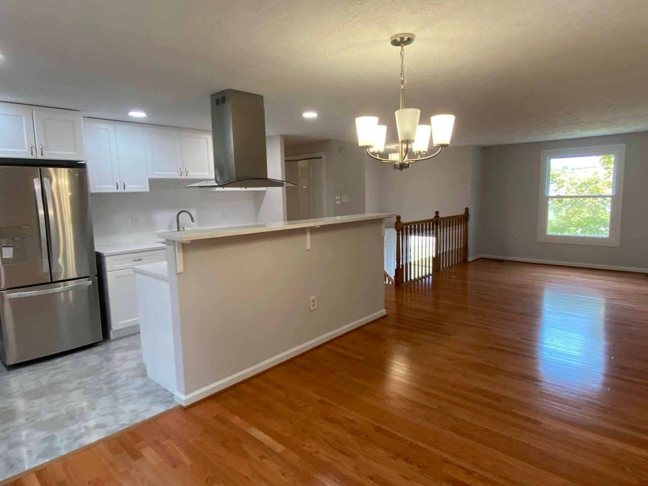 Living room remodel with new lighting in Montgomery County