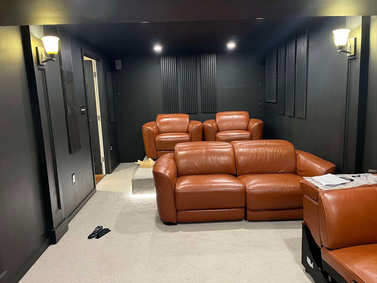 Interior painting of a home theater room in Maryland