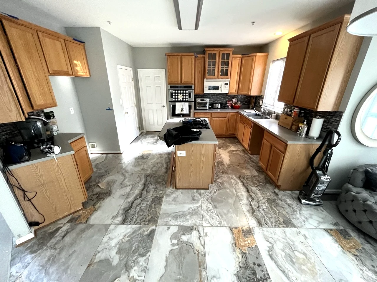 New luxury flooring installed in kitchen area
